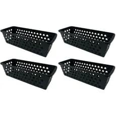 Kit 4 Cestos Organizador Multiuso Retangular Comprido Premium Armário 28x10x8