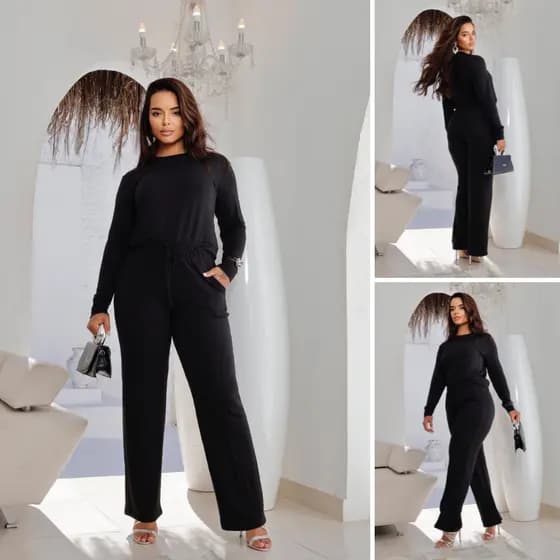 Conjunto Feminino Moletinho Calça E Blusa Manga Longa Listras Laterais Inverno