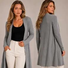 Cardigan Feminino Manga Longa Casaco Ribana Frio Casaquinho
