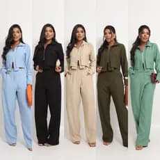 Conjunto Feminino Alfaitaria Marrant Calça Reta Blusa Manga Longa Zíper Feminina Confortável Fardamento Roupa
