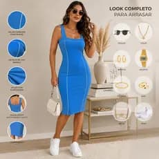 Vestido Regata Mid Canelado Power Feminino Casual Zar Verao 2026 Elegante