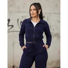Conjunto Feminino Moletinho Blusa Calça Pantalona Casual Top