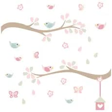 Adesivo de Parede Infantil Galhos e Pássaros Passarinhos
