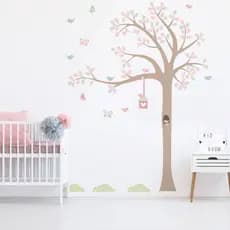Adesivo de Parede Infantil Quarto Árvore Passarinhos 1,85m E