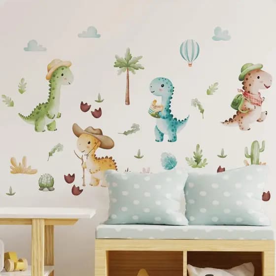 Adesivo de Parede Dinossauros Safari Infantil – Kit Decorativo com 32 Peças