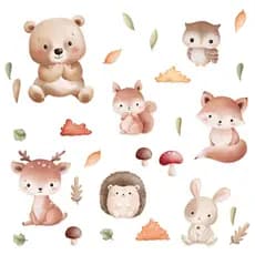 Adesivo para Parede Animais da Floresta Bichinhos Silvestres