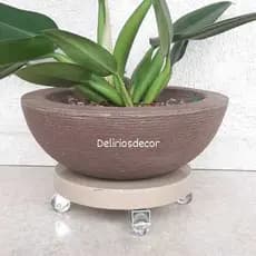 Suporte para vasos planta e flores, Decorativo Reciclável em Polietileno,   RODIZIO Redondo liso