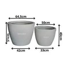 Kit C/ 2 Vasos grande e medio  para Planta, flores,  Decorativo  em Polietileno escovado, leve Moderno  Ref. 27 e 75