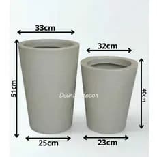 Kit C/2 vasos grande e médio para Plantas e flores Decorativo Reciclável em Polietileno, Redondo escovado Código 77 e 76