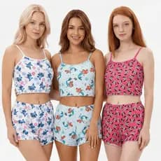 Kit 3 Pijamas Feminino Premium Baby Doll Super Confortável Leve Resistente Tecido Frio Oferta Relampago Desconto