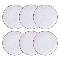 Jogo de Pratos Rasos 6 Pcs Rústico 25 cm Porcelana Decorada Tramontina