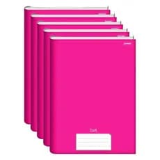 KIT 5 CADERNO CADERNO PEQUENO JANDAIA 96F STIFF 1/4 CAPA DURA- ROSA