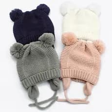 Gorro/Touca Infantil De Inverno Tricotada Para Bebês Recém-Nascidos De 0-24 Meses