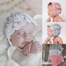 Chapéu De Algodão Renda Floral Para Bebê/Recém-Nascido Menina /
