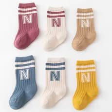 Meias Infantis De Algodão Quentes Com Estampa De Texto Para Bebês/Meninos/Meninas De 0-3 Anos