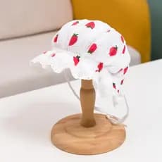 Moda Primavera-Verão Chapéu Infantil De Algodão Flexível Estampa Morango-Bebê Recém-Nascido