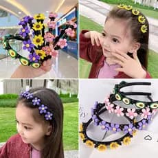 Tiara Infantil De Flor Trançada Com Franja/Grampo De Jacaré Várias Camadas Vazada Desenho De Dentes