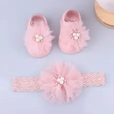 2 Pcs Laços De Renda Fita De Cabeça De Menina + Conjunto De Meias Turban Para Cabelo Recém-Nascida Acessórios De Crianças