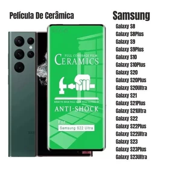 Película Cerâmica Brilhante Galaxy A02 A05 A07 A12 A13 A14 A15 A16 A35 A36 A54 S22 S23 S24 S25 Ultra