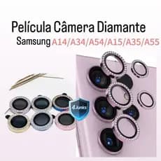 Kit (3 Pcs) Película De Câmera STRASS Diamante Samsung A14 A24 A34 A54 A15 A35 A55