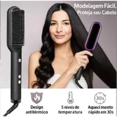 Escova Alisadora Bivolt 5 em 1 - Alisa, Hidrata, Modela, Alinha e Anti-Frizz