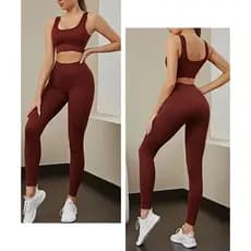 Conjunto Fitness Premium Canelado Zero Transparência Legging Cintura Alta + Top Bojo