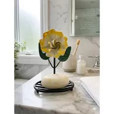 Porta sabonete de parede com flor em ferro
