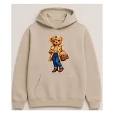 Moletom Feminino Flanelado Algodão Premium - Conforto e Estilo com Estampa de Urso - com Capuz e Bolsos Bluzão