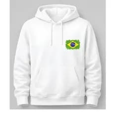 Moletom Canguru com bolso Unissex com Toque Macio e Confortável em Algodão Estampa do Brasil