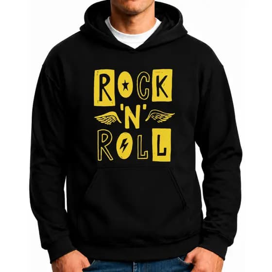 Moletom Blusa Frio Casaco com Capuz Rock In Roll