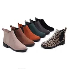 Bota Feminina Botina Couro Sintetico Cano Curto Leve