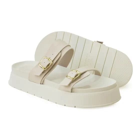 Papete Feminina Linda Moça Plataforma Blogueira FloFlo Com Fivela OFF-Whitte
