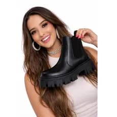 Bota Coturno Feminino Tratorada Chelsea Linda Moça Macia Confortável