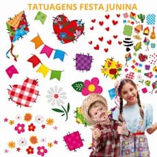 Tatuagem Temporária Infantil Tatuagens Festa Junina e Arraiá Removíveis Divertidos