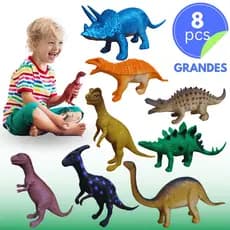 Dinossauros Brinquedo de Borracha Grande Resistente Kit 8 Pcs