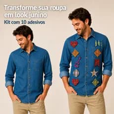 Adesivo Festa Junina Roupa Kit  20/10 Remendos Tecido Autocolante