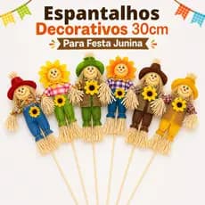 Kit Espantalho Festa Junina 30cm Palito Decoração Mesa Arraia