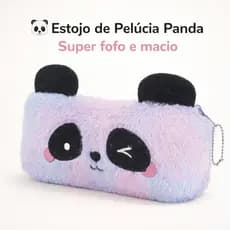 Estojo De Pelúcia Panda Fofo Escolar Porta Lápis Super Macio Infantil