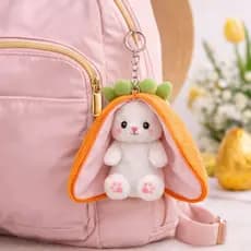 Chaveiro Coelho Surpresa Pelúcia Cenoura Fofo Porta Chaves Mochila Bolsa