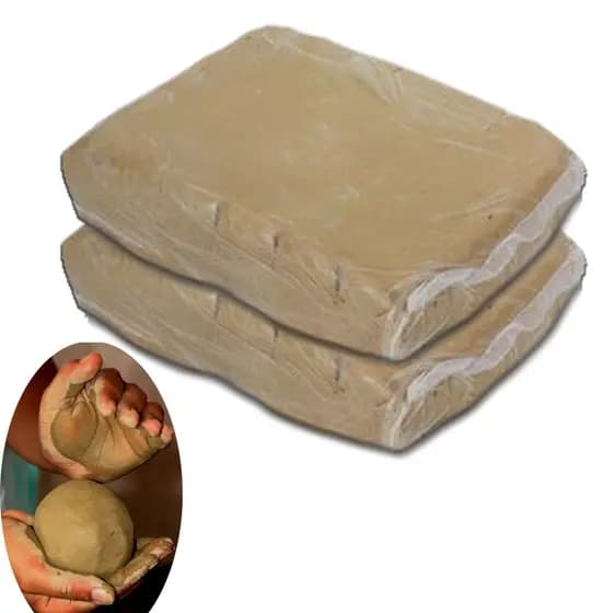 Kit 2 Pacotes Argila Natural Para Modelar / Argila Escolar 1 Kg Cada - Para Artesanato Uso Em Geral Moldar