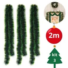 kit C/3 Festão De Natal Decoração Árvore De Natal (11cm x 2m Cada)