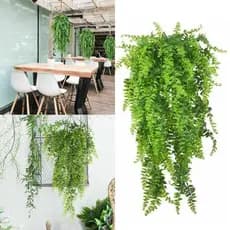Planta Samambaia Pendurada Verde Artificial Parede Folhagem Para Decoração