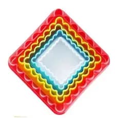 Kit 5x Cortador De Plástico Quadrado Para Pasta Americana E Biscuit Molde Frisado e Liso