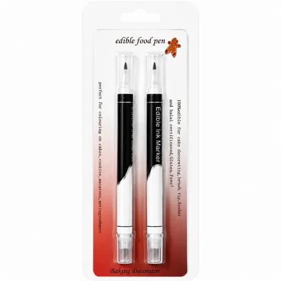 Kit C/2 Canetas Tinta Alimentícia Comestível Ponta Dupla Confeitaria