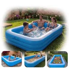 Piscina Inflável Retangular 3 Camadas 712 Litros com Kit Reparo tamanho: adultos e crianças 100% seguro com Selo Inmetro