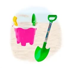 Kit Balde De Praia Infantil Brinquedo + 1 Pá Areia Grande 58cm