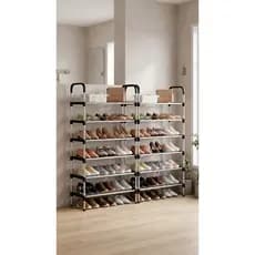 02 Rack Organizador Sapateira Vertical 5 Prateleiras 15 Pares Aço Inox