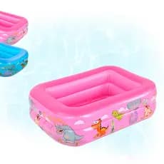 Piscina Inflável Infantil Azul ou Rosa Retangular 320 Litros PVC 2 Camadas 120cm Segura Selo Imetro