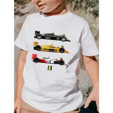 Camiseta Infantil T Shirt Carros Fórmula 1 100% Algodão FARMFUN Gola Reforçada Unissex Promoção