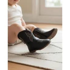 Bota Cano Alto Bebê Botinha Infantil Country em Couro Ecologico Caipira Roça Envio Imediato FARMFUN